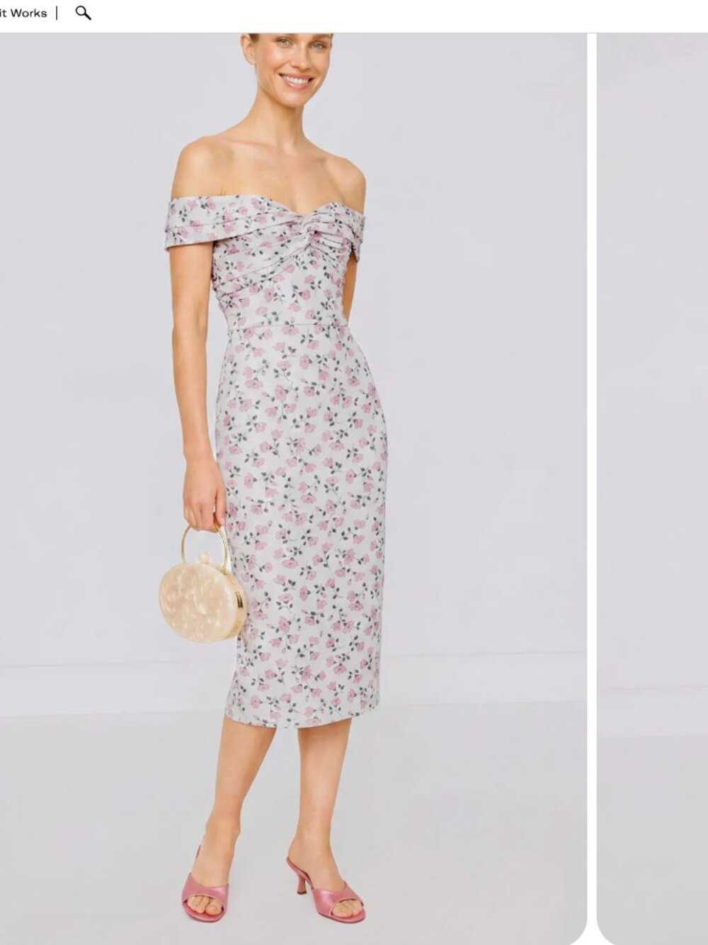 Shoshanna | Floral Daydream Off the Shoulder Thessa Jacquard Midi Dress | (10R)
